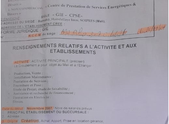 ROCAMBOLESQUE AFFAIRE DE LIQUIDATION DE LA SOCIETÉ ÉNERGIE RURALE DURABLE (ERD SARL) :